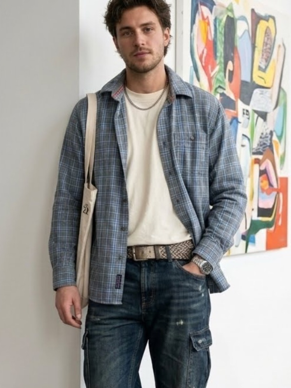 Tommy Vintage 90’s Plaid Flannel Shirt Blue/Gray 1999 Preppy Y2K Classic Large